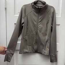 All In Motion Jacket Women  s M Full Zip Thumbholes Athletic Taupe Active