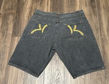 Vintage Karl Kani Gold Black Jean Shorts Men  s Sz 46 Baggy Streetwear