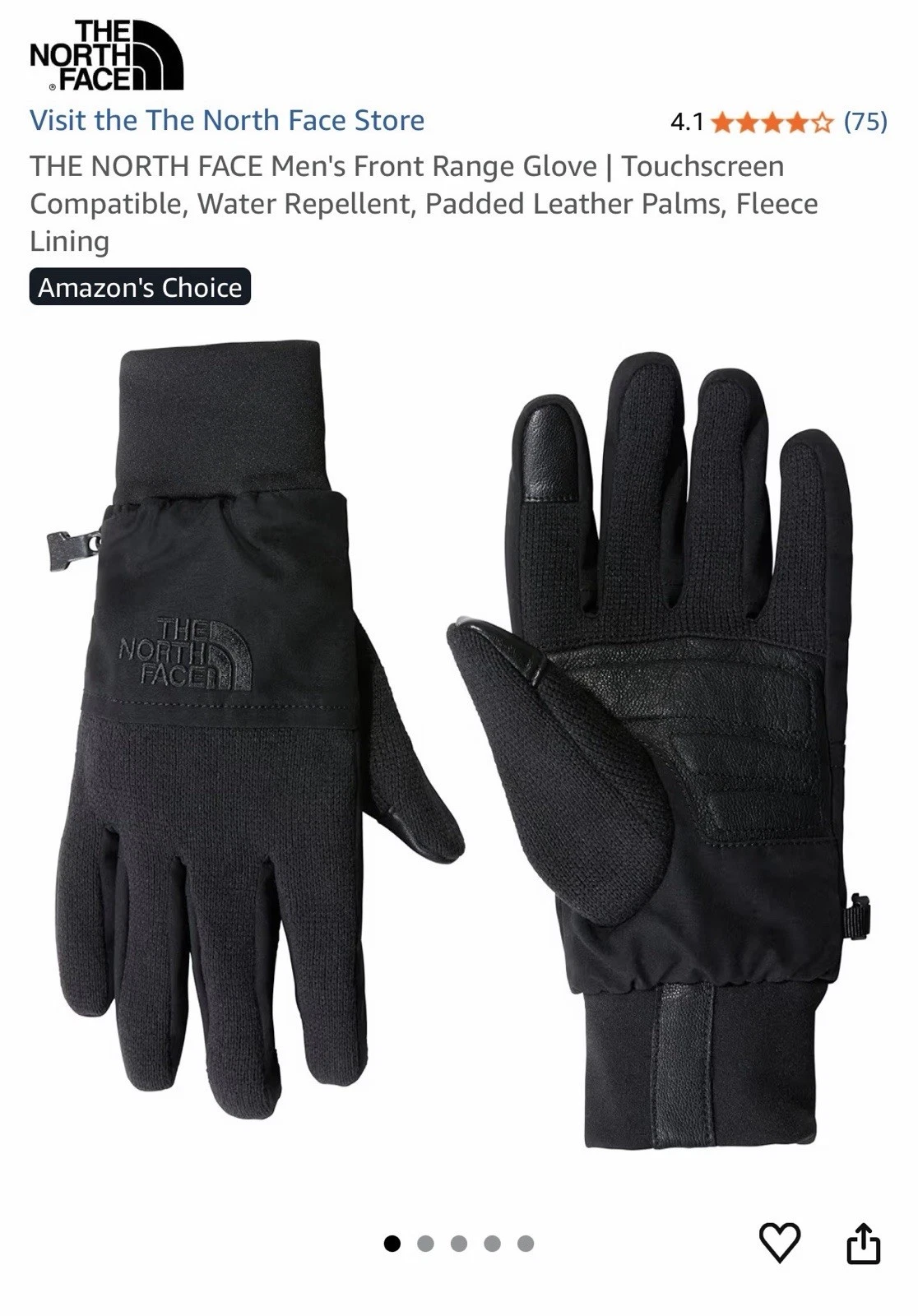 The North Face Front Range Glove XXL Tnf Black Heather Touchscreen Water Repell…