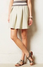 Maeve Seren Pleated Jacquard Skirt Medium Mint Green Gray Dotted Anthropologie