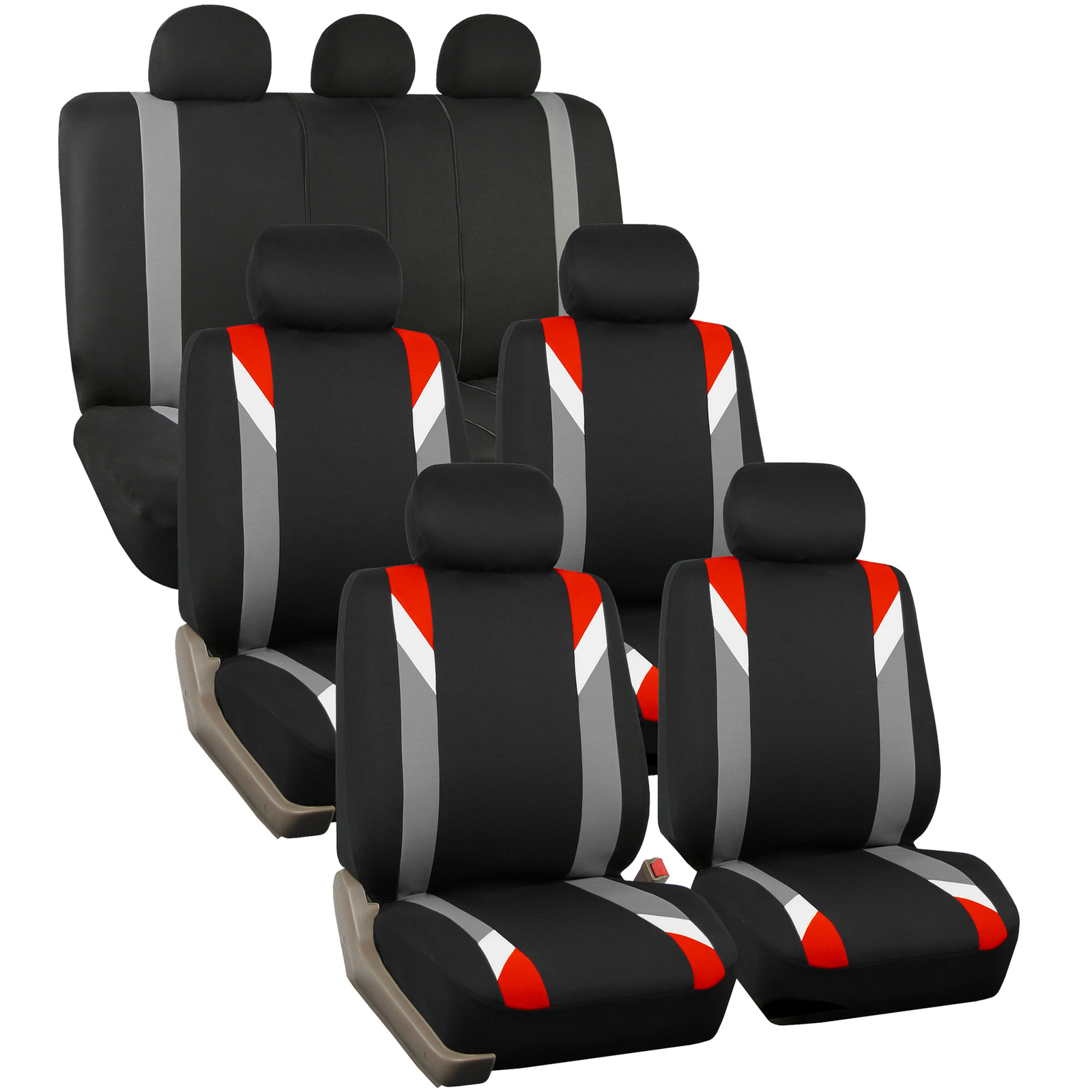 3 Row Car Seat Cover Set For SUV Minivan Red - 7 Seater