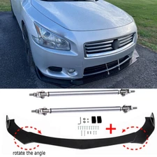 For Nissan Altima Front Bumper Lip Chin Spoiler Splitter Body Kit + Strut Rods