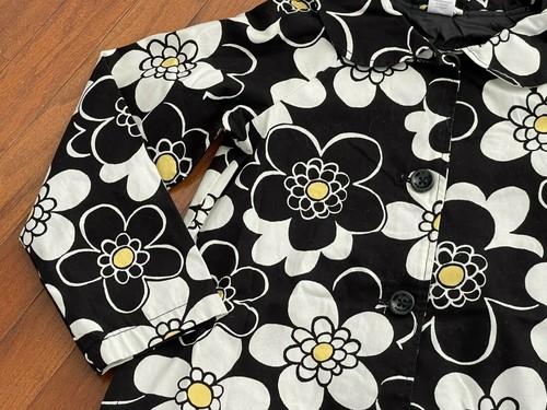 Gymboree Girls Black White Yellow Flower Print Coat Jacket Large 10 12 New - Picture 7 of 9