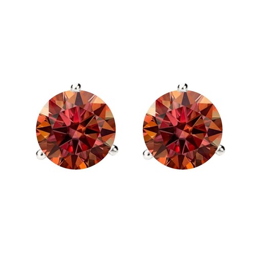 14K Gold GRA CertifiedD-VVS1 Watermelon Red Moissanite ScrewBack Stud Earrings - Picture 10 of 14