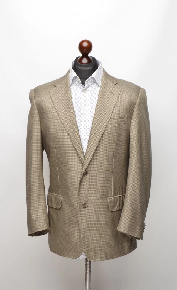 CORNELIANI Gold/Black Houndstooth Wool/Silk EU 48R UK,US 38R 6 Blazer Jacket - Image 2 of 4