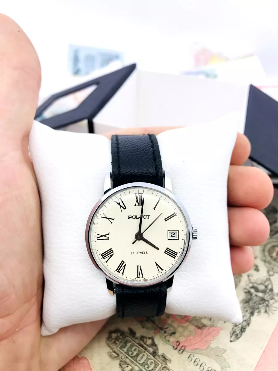 Rare Wristwatch Poljot Roman Numerals USSR Wrist Watch White Soviet Service🛠
