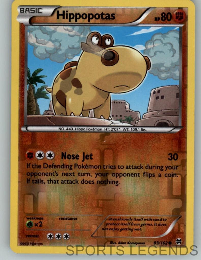 2015 pokemon Breakthrough reverse holo Hippopotas 83/162
