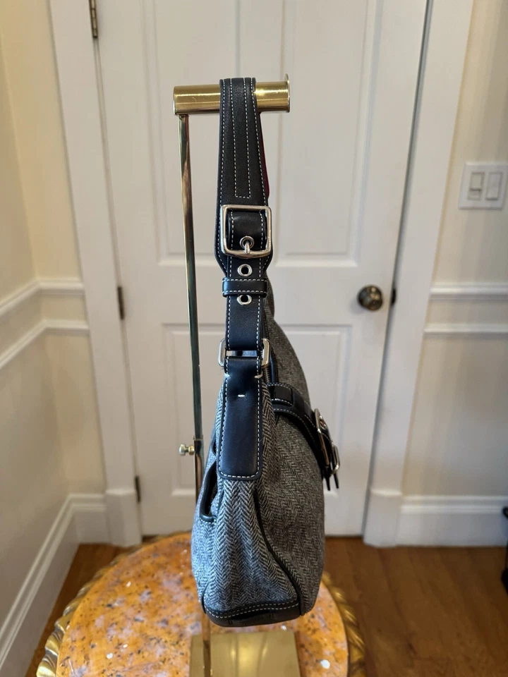 Coach SoHo women’s black/white herringbone wool/leather handbags - Image 4 of 4