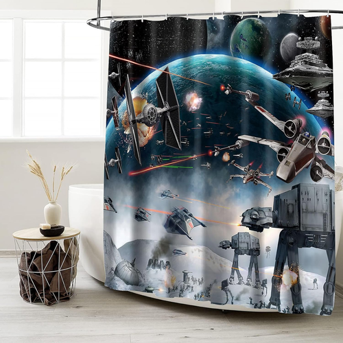 Outer Space Galaxy Wars Shower Curtain Star Themed Bathroom Decorations Universe - Picture 5 of 12