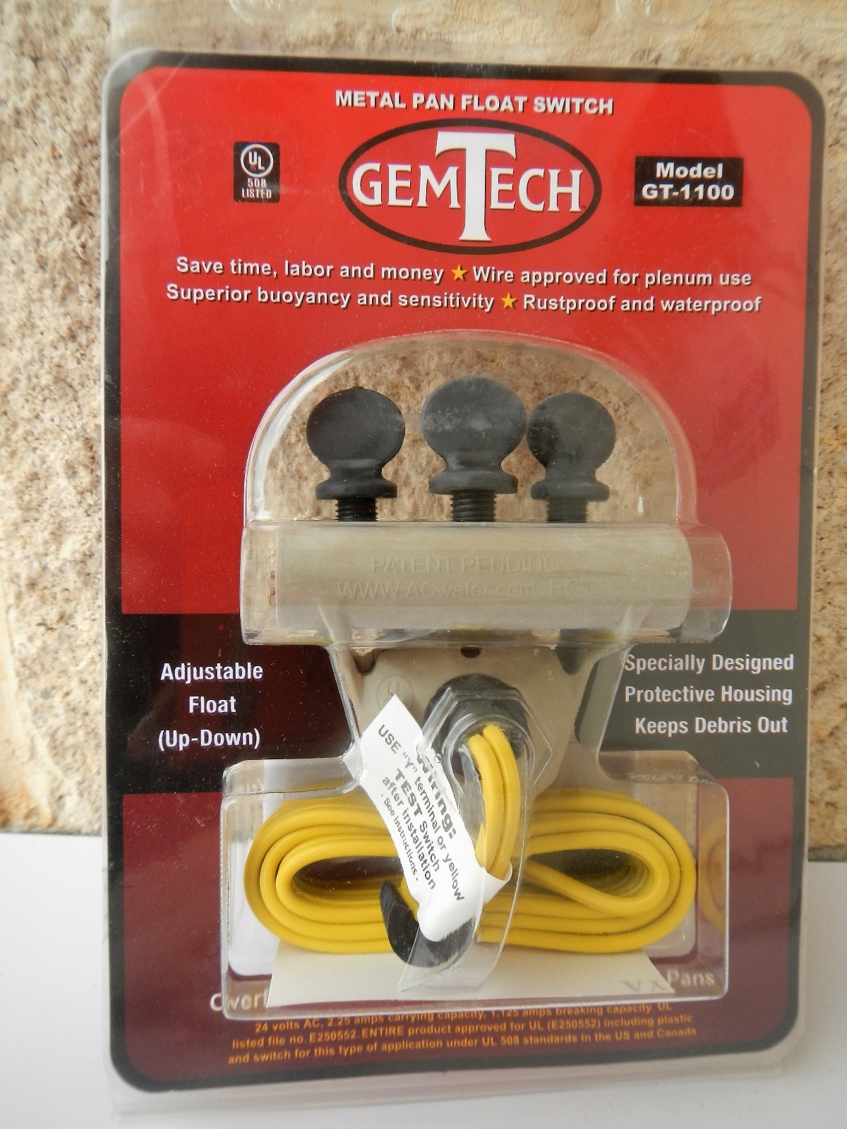 GemTech GT-1100 Metal Pan Float Switch Overflow Shutoff