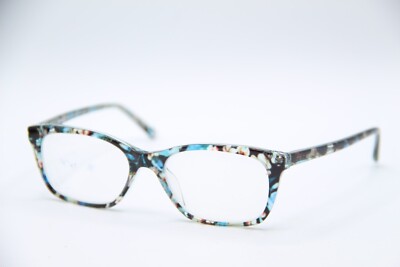 NEW BEBE BB 5145 400 BLUE FLORAL CLEAR AUTHENTIC FRAMES EYEGLASSES 53-17