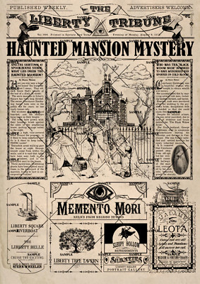 The Haunted Mansion Zeitungsdruck Disneyworld Florida Magic Kingdom Liberty Sq