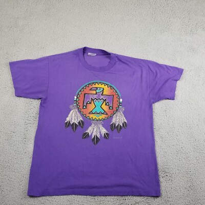 Vintage Arizona Dream-Catcher 90s Single-Stitch Shirt L Purple Native Tribal