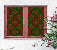 3D Red Flower Pattern ZHUA460 Window Film Print Sticker Cling Stained Glass UV