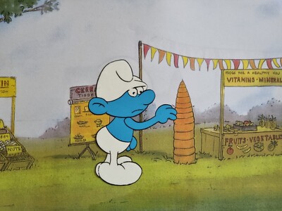 Hanna Barbera Original 1980er Vintage TV SCHLÜMPFE Animation Kunst Produktion Cel #278