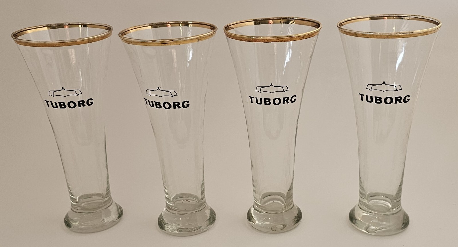 4 VINTAGE GOLD RIM BEER GLASSES eBay