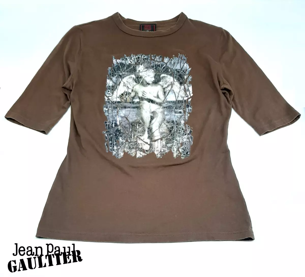 Jean Paul GAULTIER CLASSIQUE Angel pattern damage processing T-shirt Size 40