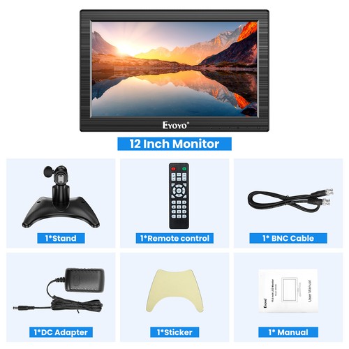 Eyoyo 12Inch TFT LCD Monitor with AV HDMI BNC VGA Input 1366x768 Screen Display - Picture 2 of 7