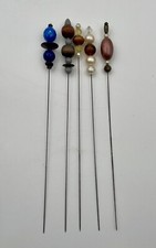 Vintage Five Glass Wood Bead Hair Pins