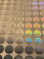 [QTY 196] SMALL QUALITY CONTROL HOLOGRAM SECURITY STICKERS W/SERIAL NUMBERING