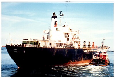 SeaLand Boston Lines Roro Container Ship Photograph Vintage 4x6'' Tug Pilot