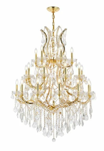 Crystal Chandelier Large Gold Foyer Living or Dining Room 28 Light Fixture 52 in - Picture 1 of 8