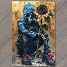 Art Print Weird Creepy Skeleton Sunflower Flower Hoodie Halloween Cult Unusual