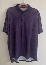 Greyson Geometric Polo Shirt Mens Large Purple Performance Golf EUC