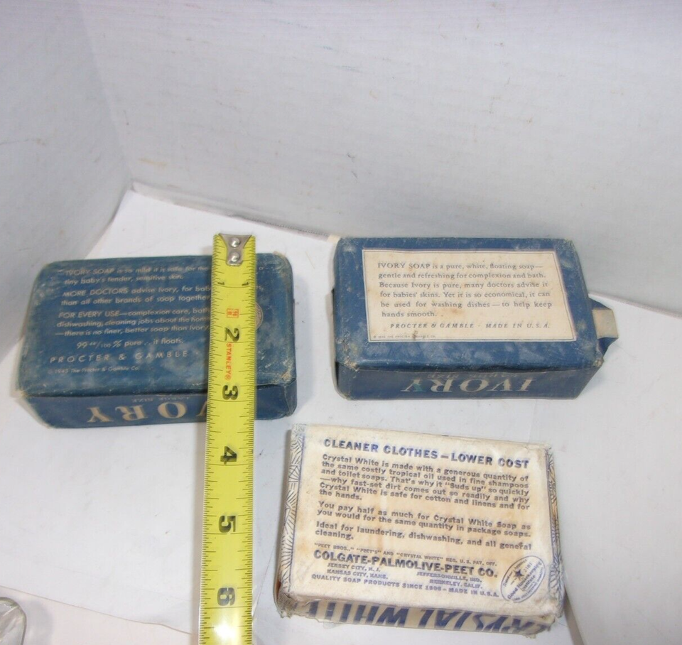3 Antique Bars Ivory & Crystal White GIant Family Soap 1930's eBay