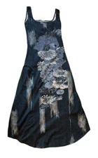 Women’s Summer Maxi Grey Sundress with Floral Pattern