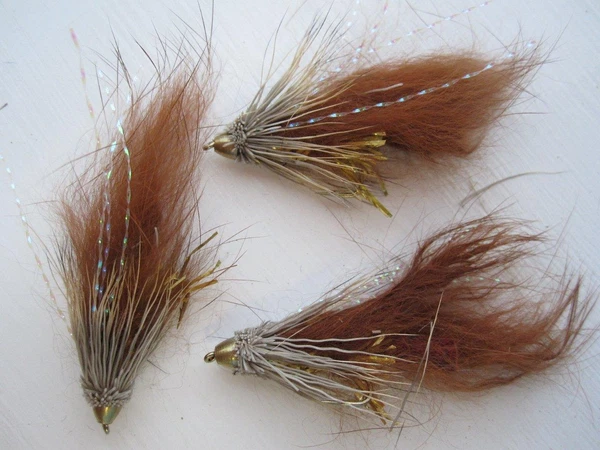 3 EA A-1 CONE HEAD ZONKERS MUDDLER FLASH'S (COLOR/SIZES), STREAMERS