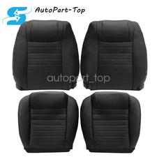Driver Passenger Bottom Top Leather Seat Cover For 2005-2009 Ford Mustang Black