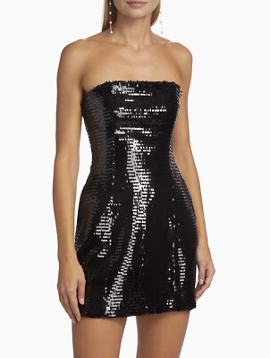 a.l.c. elsie strapless mini dress ALC Elsie mini dress black sequin strapless pockets size 2