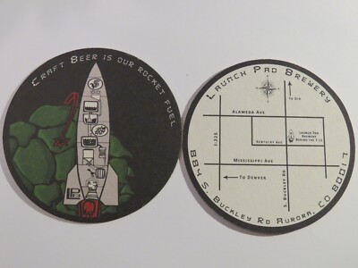 Beer Pub Coaster ~ LAUNCH PAD Brewery ~ Aurora, COLORADO ~ Beer As Rocket Fuel!!