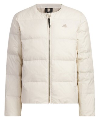 Adidas Men Lite Weight Down Coat Padded Beige Running Jacket GYM Top Coat IT8750