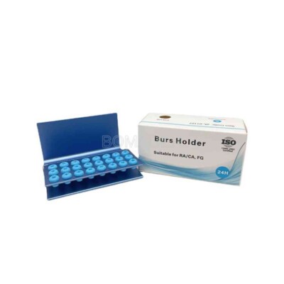 24-Hole Silicone Dental Bur Block Holder - Disinfection Box For FG/HP Burs