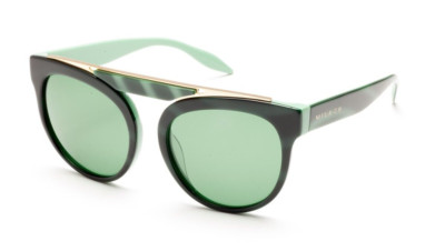 250  Green Cat Eye Sunglasses With Gold Retro Mila ZB Made In Italy