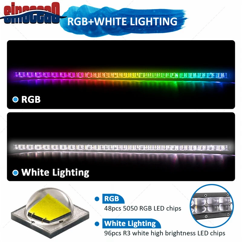 Barra de luz RGBW de 50" aplicación de persecución que cambia de color y control remoto para Nissan Titan Foto 3 de 4