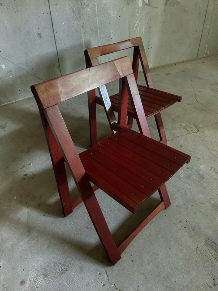 4x Aldo Jacober Trieste Klappstühle Bazzani Italien Design Vollholz 70er Vintage - Bild 1 von 4