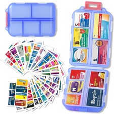 Pill Organizer with Medicine Labels Travel Daily Pill Container Mini Medicati...