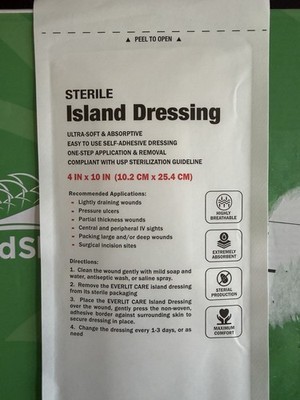 Everlit Island Dressing Sterile Dressing Adhesive Bordered 4''x10''  9 Count