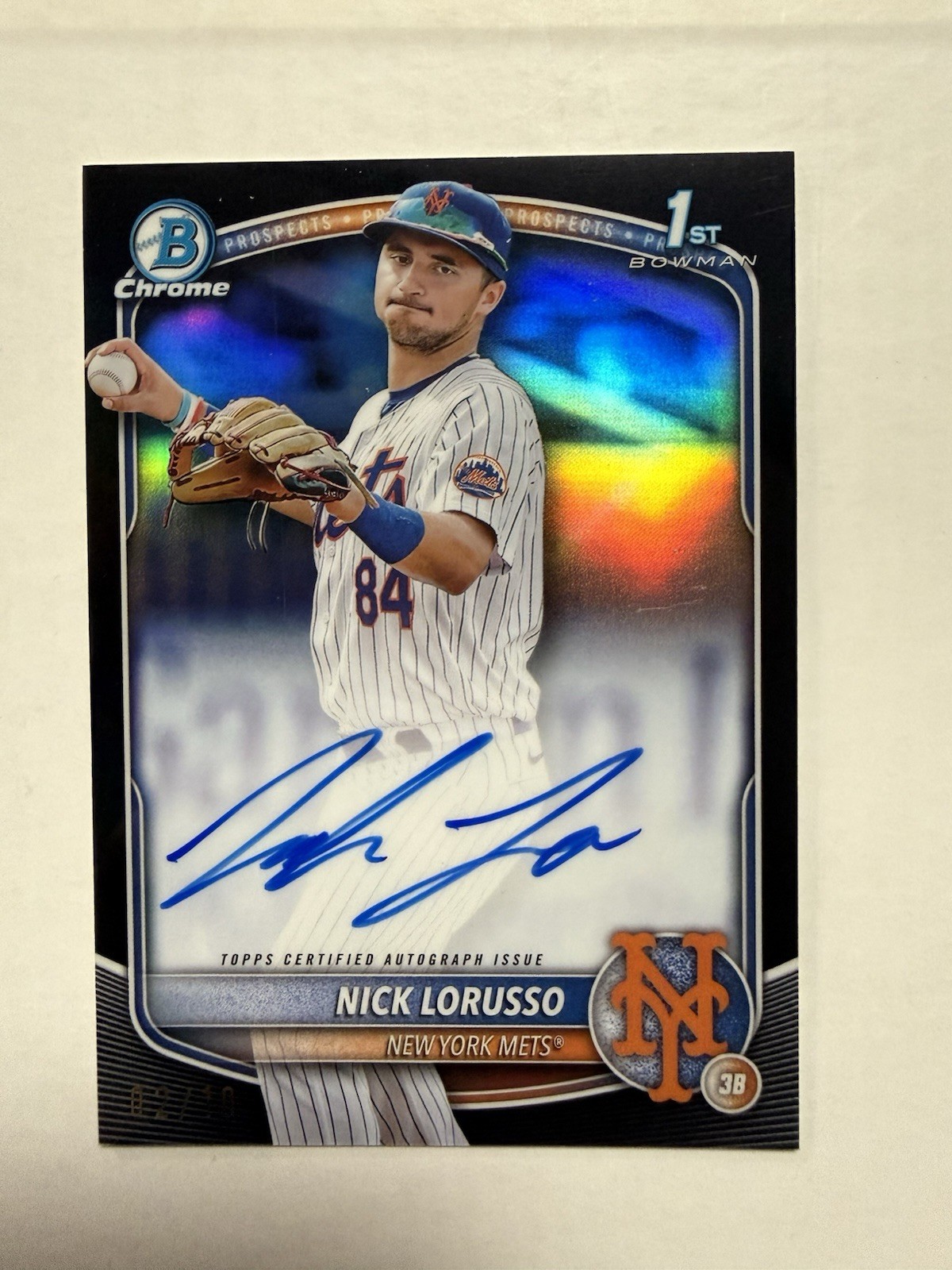 2025 Bowman Chrome Nick Lorusso Black Refractor Auto /10 1st Bowman SSP METS