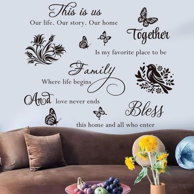 4 Pieces Inspirational Family Quotes Wall Decals This is Us Bless This Home Wall