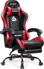 Video Gaming Chair with Footrest Lumbar Support for Home Office High Back Reclin