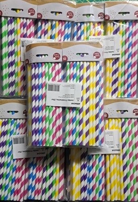 100 St. Jumbo Trinkhalme Strohhalme  Bunt 100st. Cocktail Strohhalme 8mm X 250mm