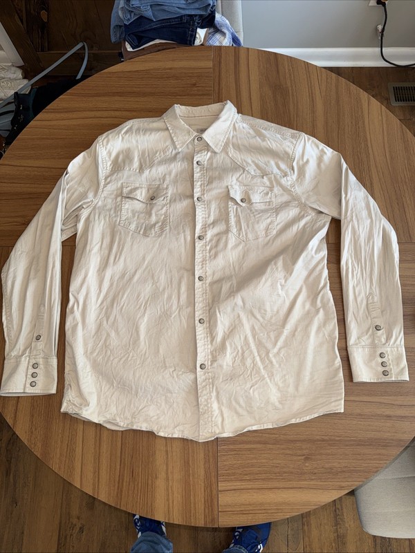 blue ranchwear pearl snap LS Tan XL