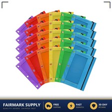 3-Ring Pencil Pouch 9.8x7.1 Inches 6 Colors 30 Pack
