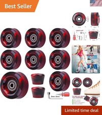 Smooth-Glide 8 Pack of 82A Quad Roller Skate Wheels with Toe Stoppers  Bearings