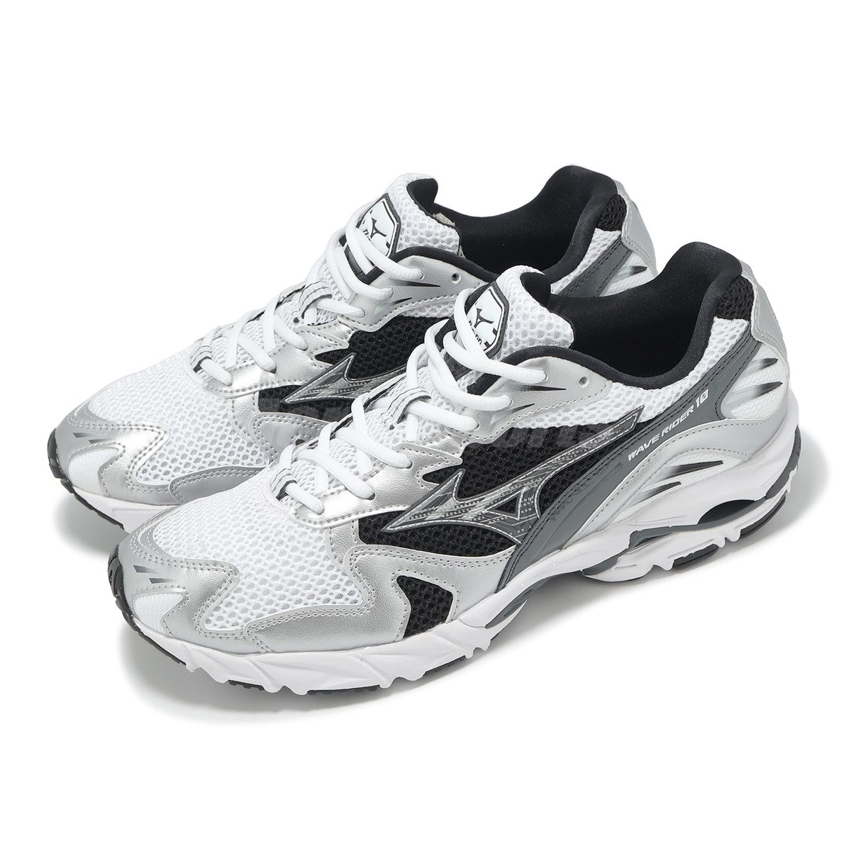 Mizuno Wave Rider 10 White Silver Black Men Unisex Casual Shoes