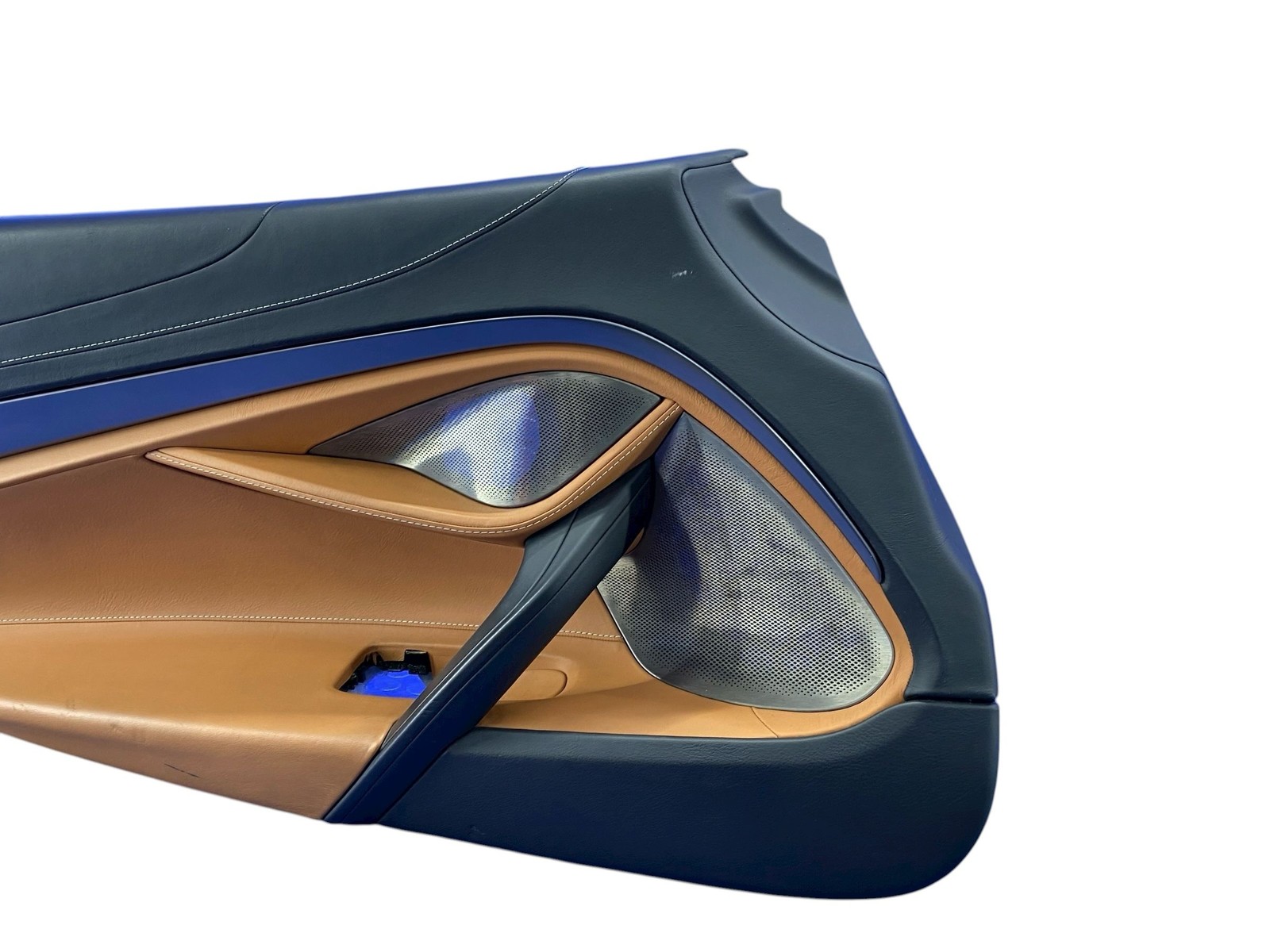 2018-2023 MCLAREN 720S FRONT LEFT INTERIOR DOOR TRIM PANEL BLACK & BEIGE LEATHER